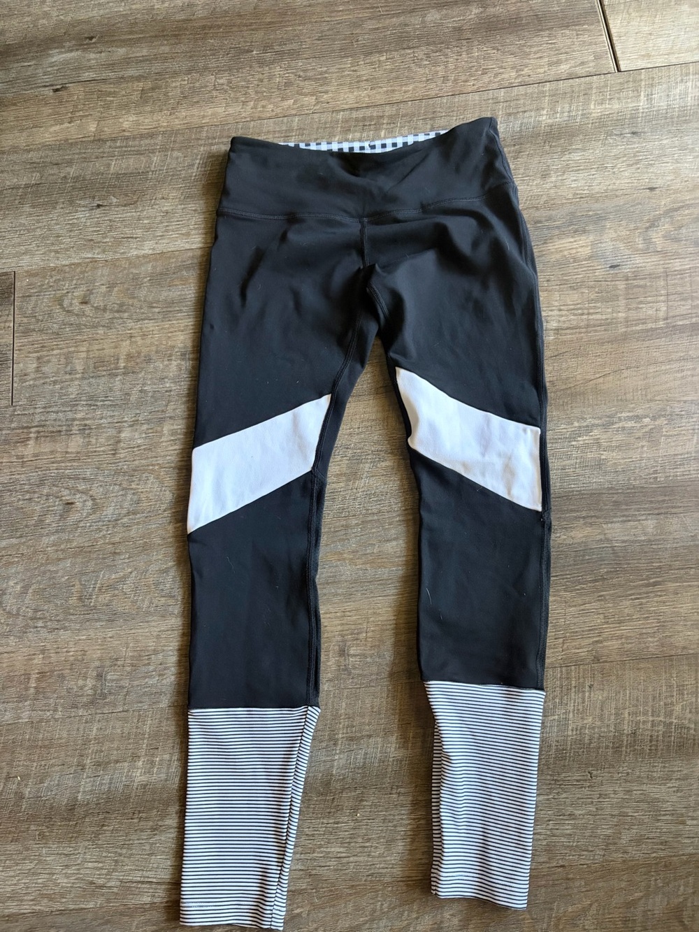 Black, White, and Striped Athletic Leggings